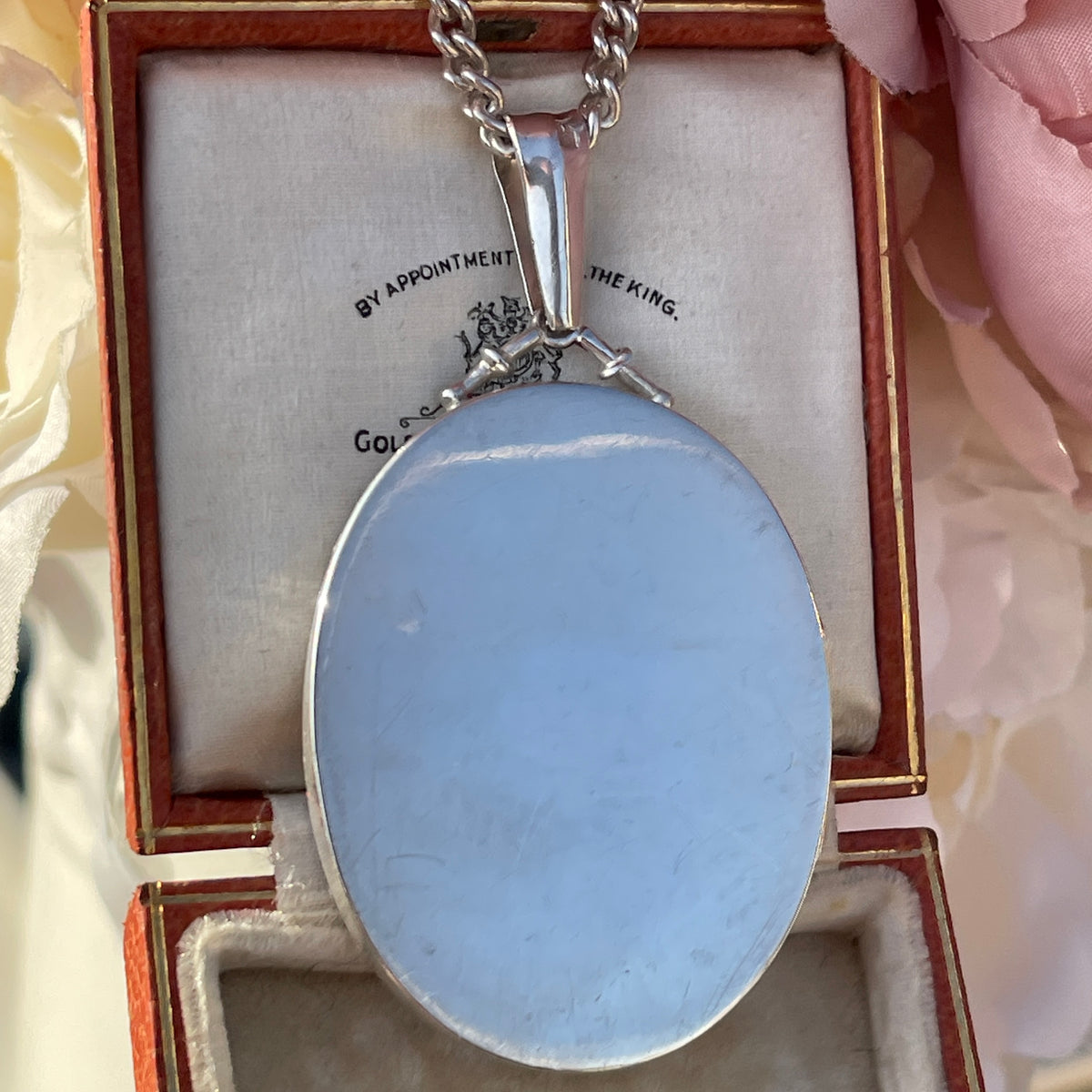 Sterling Silver XL Swallow Floral Engraved Victorian Revival Locket