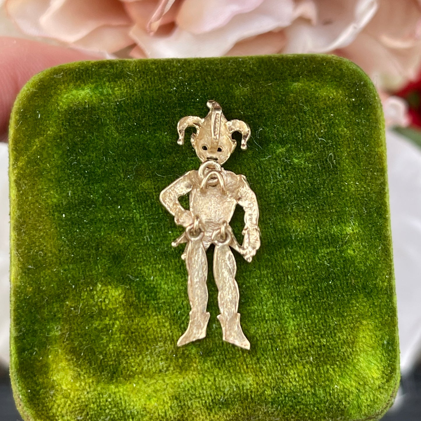 Unreleased: Vintage 9ct Gold Articulated Jester Pendant