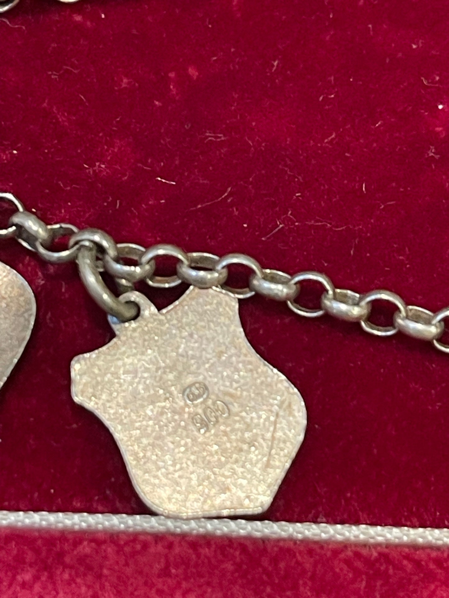 Vintage Sterling Silver Charm Bracelet Shield Travel Austria Belgium