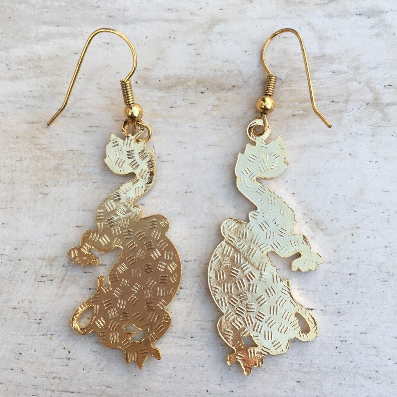 Vintage cloisonné mystical dragon earrings