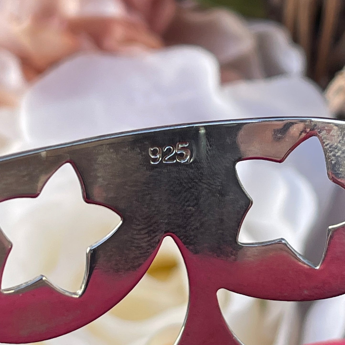 Vintage Sterling Silver Celestial Moon Stars Bangle Cuff Bracelet