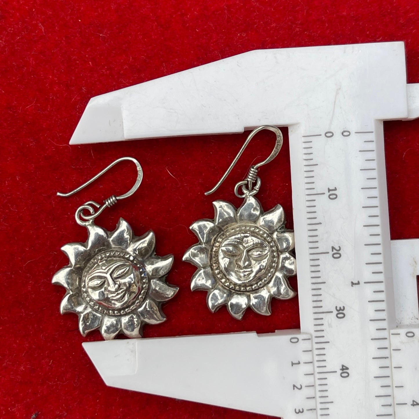 Vintage Sterling Silver Sun Face Earrings Celestial 90s