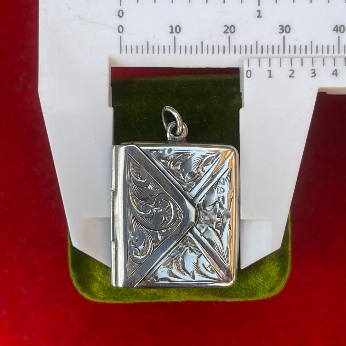 Antique Edwardian Sterling Silver Sweetheart Envelope Charm Pendant Locket 1913