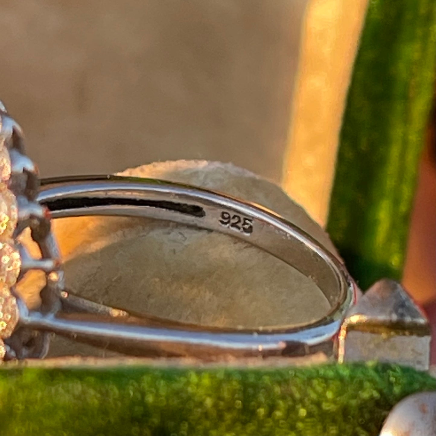 Vintage Sterling Silver 1950s Sapphire Glass Cocktail ring L