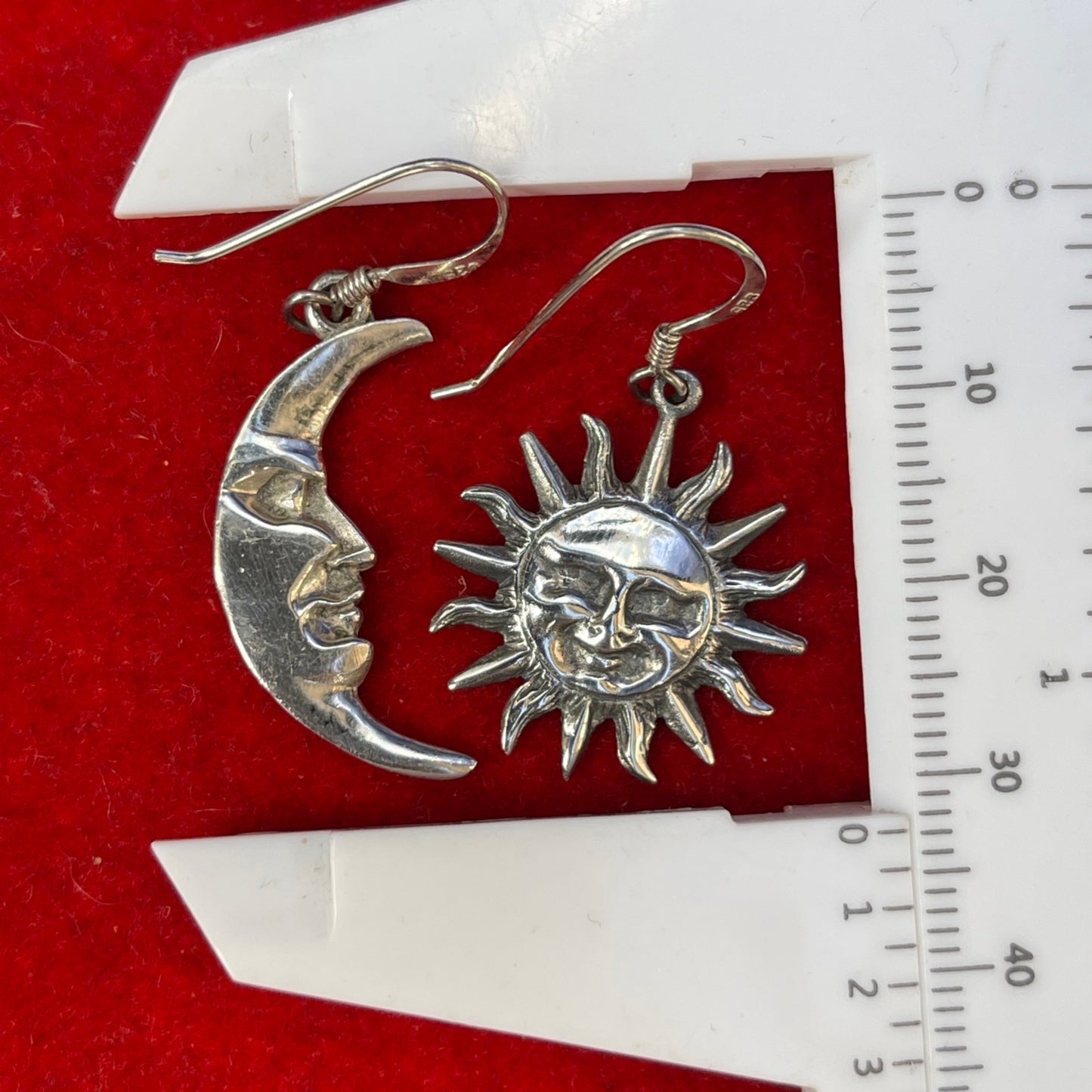 Vintage Sterling Silver Celestial 90s Sun Moon Face earrings