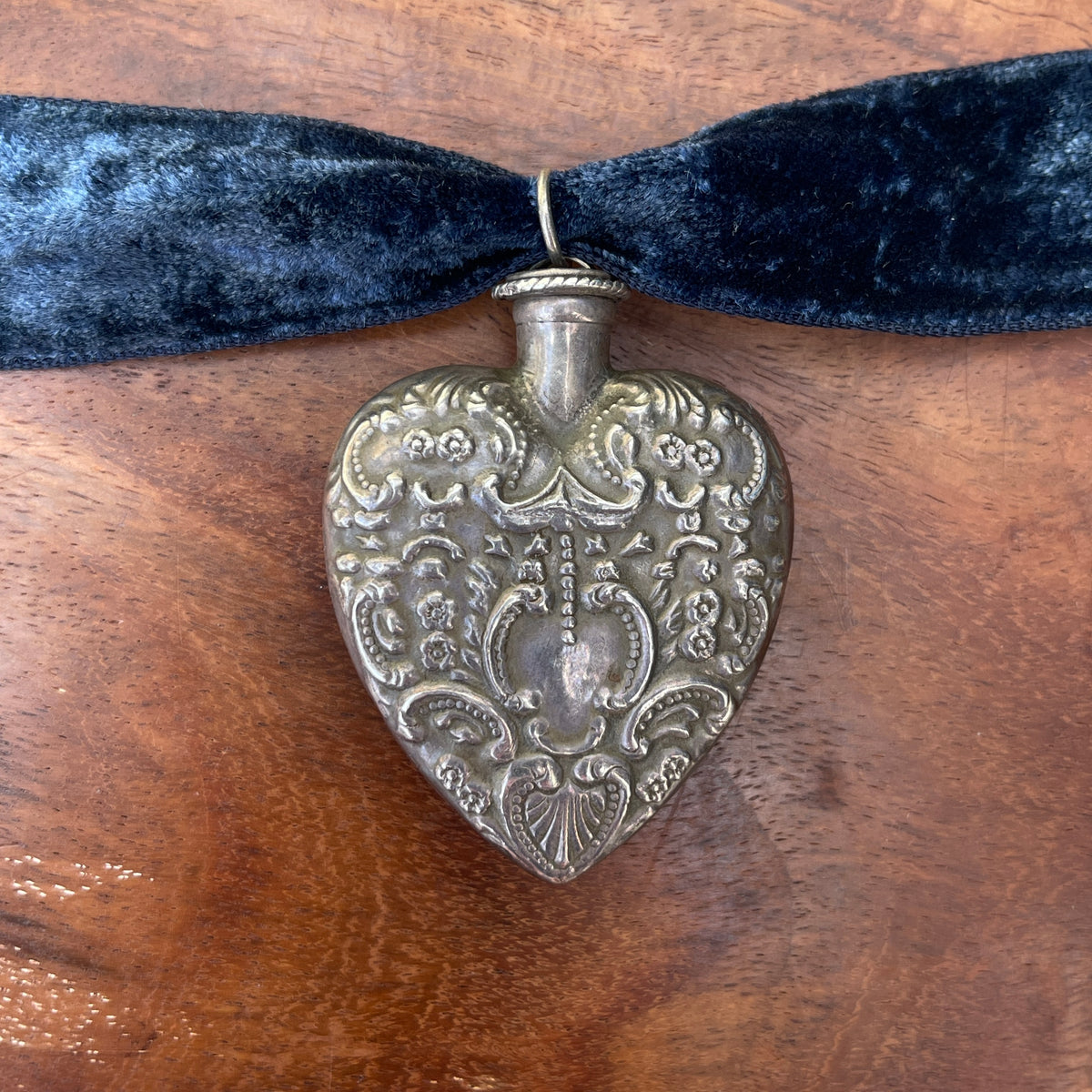Unreleased: Vintage Sterling Silver Heart Perfume Bottle Pendant large 55mm