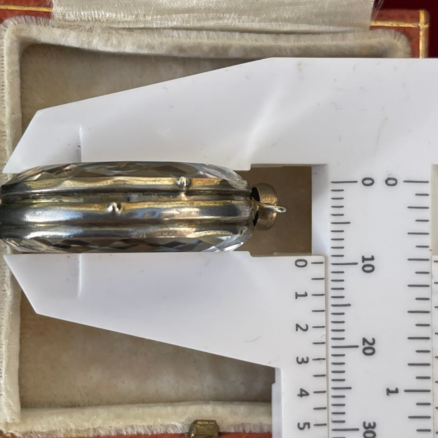 Antique Victorian Silver Rock Crystal Locket Pendant Rare