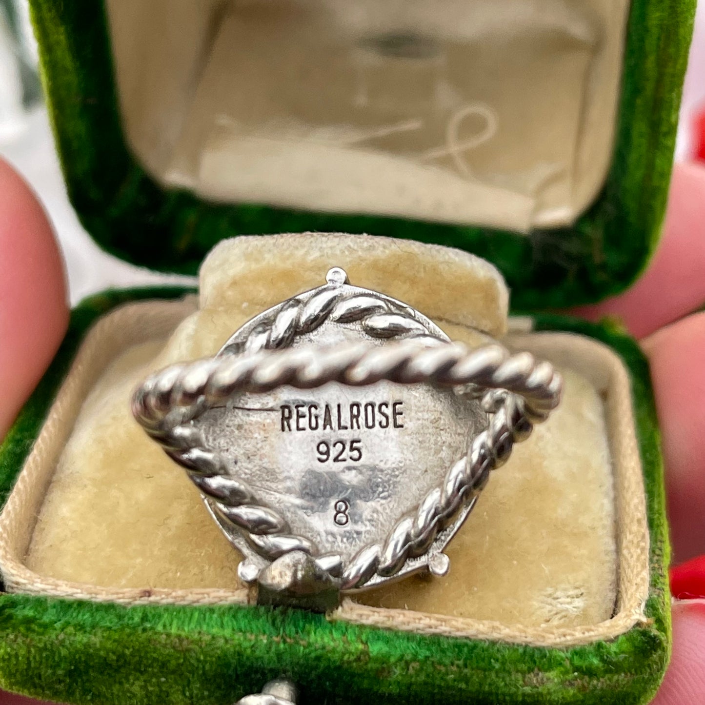 Sterling Silver Iridescent Moon & Stars Ring Vintage Celestial Style Q