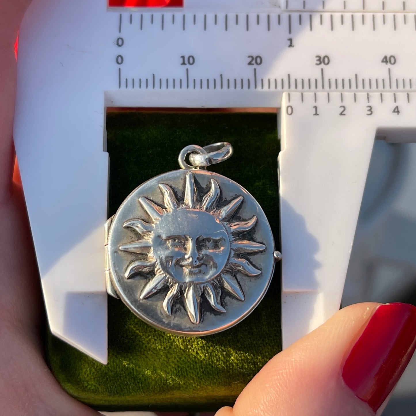 Vintage Sterling Silver Sun Face Locket Celestial 90s