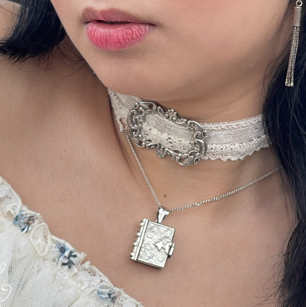 Antique Victorian Sterling Silver Buckle for Choker 1899