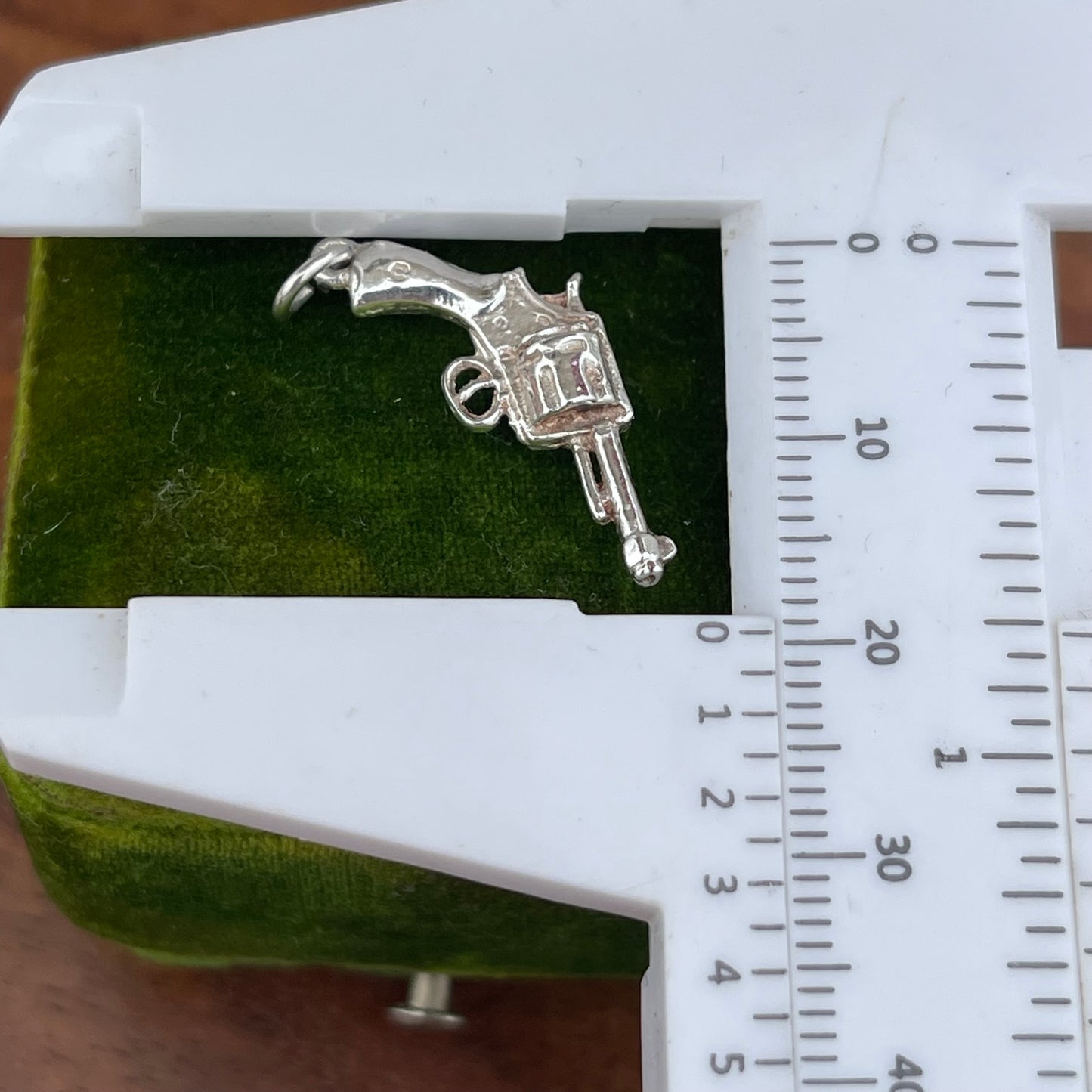 Vintage Sterling Silver Revolver Gun Charm Pendant