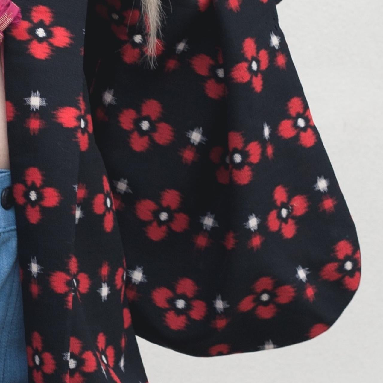 Vintage Kimono Black & Red Floral