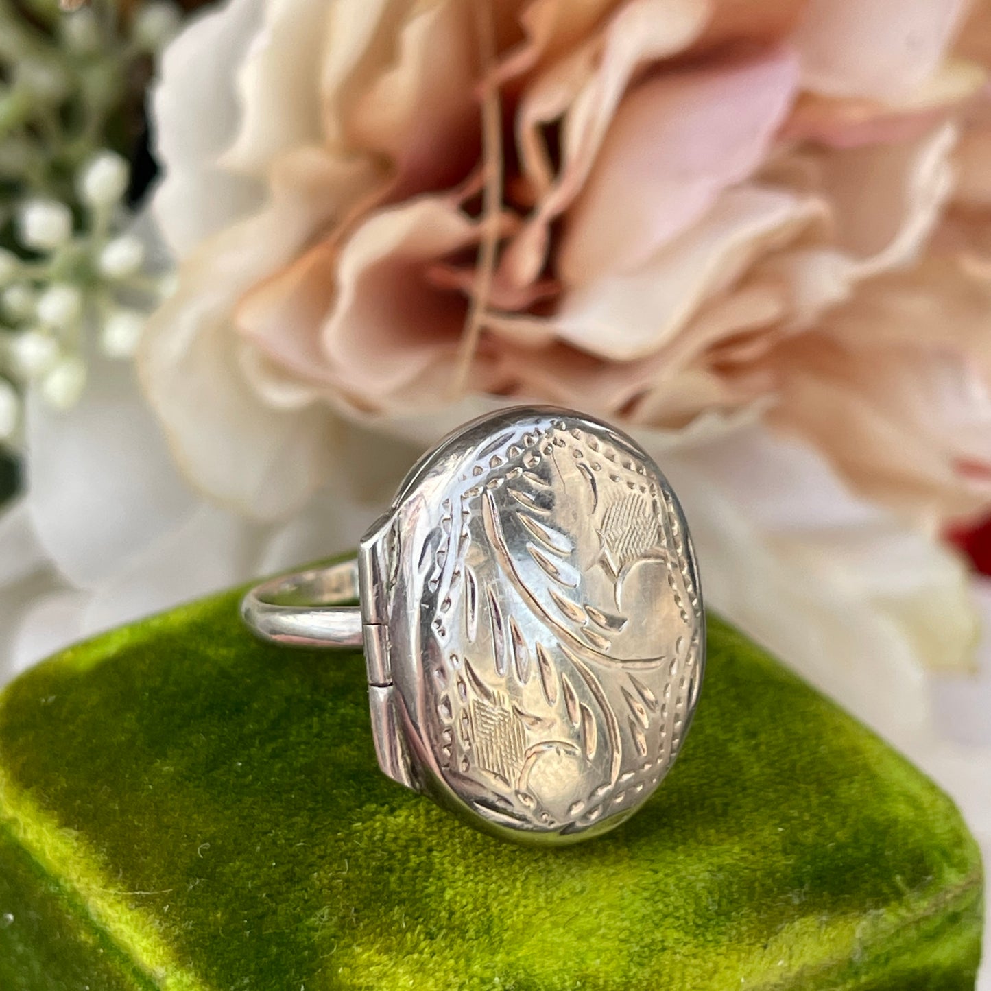 Unreleased: Sterling Silver Filigree Locket Ring O-P