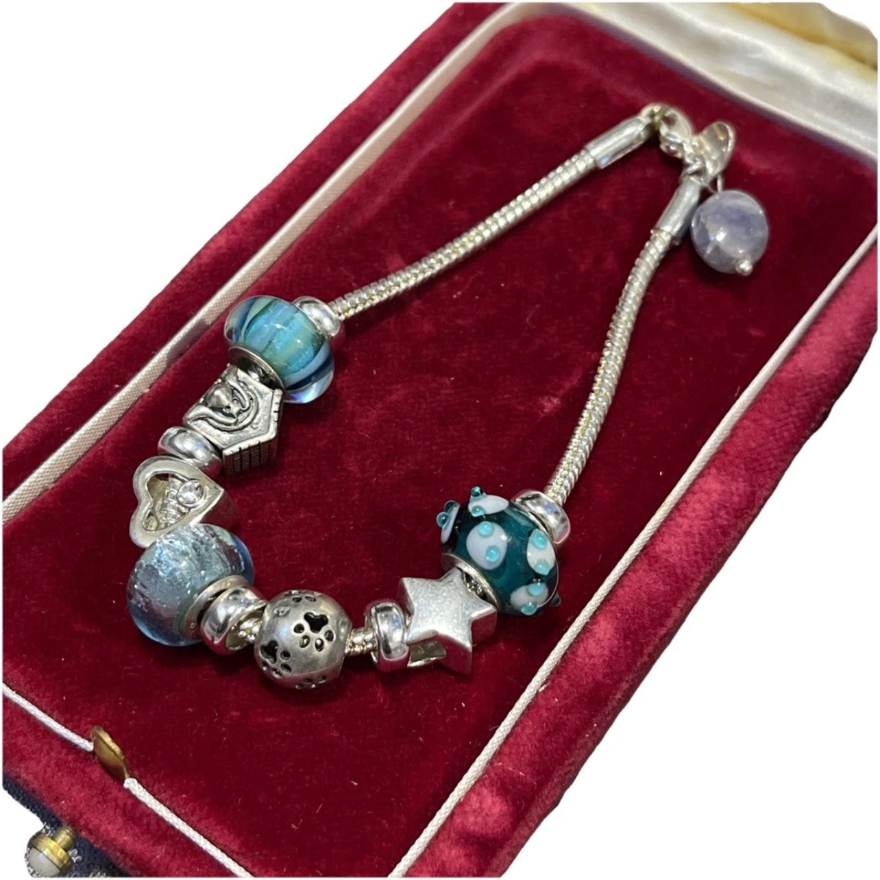 Vintage Sterling Silver screw style Charm Bracelet 12 charms