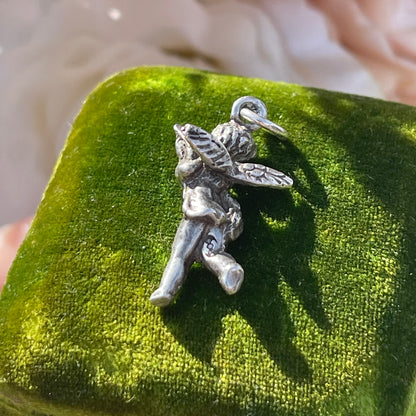 Vintage Italian Silver Angel Cherub Pendant Charm Solid Verrocchio Putti 2.6g