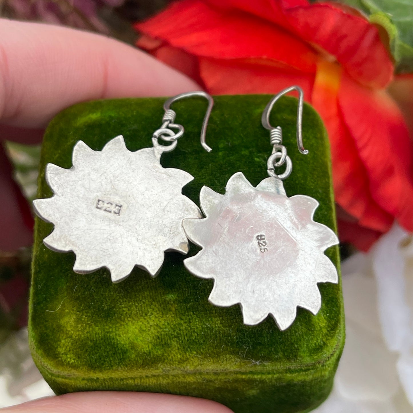 Vintage Sterling Silver Sun Face Earrings Celestial 90s