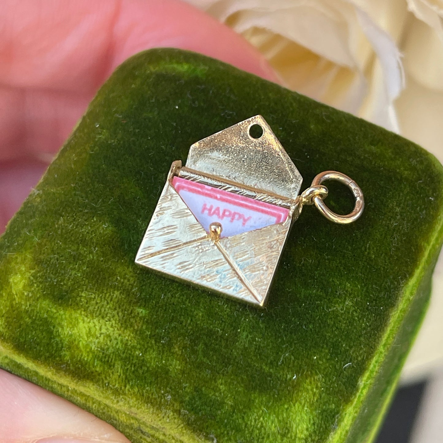 Vintage 9ct Gold Envelope Charm Pendant Letter RARE Antique Revival 3g