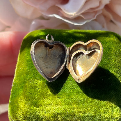 Antique Victorian 9ct Rolled Gold Heart Engraved Locket Pendant Yellow Puffy 1890 1.5g