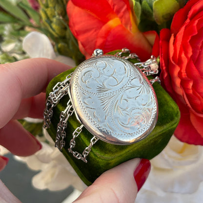 Vintage Sterling Silver Large Filigree Locket 1983