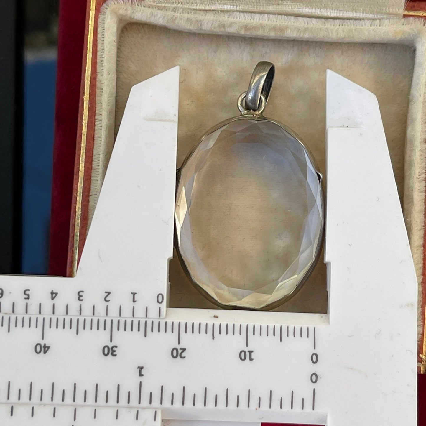 Antique Victorian Silver Rock Crystal Locket Pendant Rare
