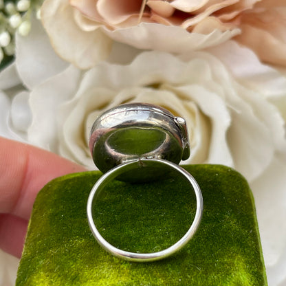 Unreleased: Sterling Silver Filigree Locket Ring O-P