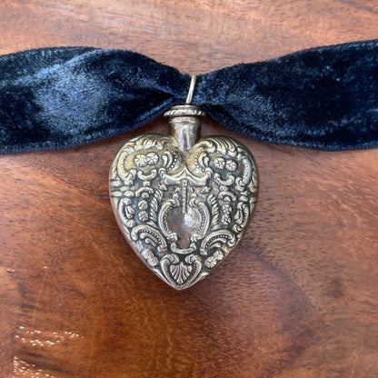 Unreleased: Vintage Sterling Silver Heart Perfume Bottle Pendant 40mm