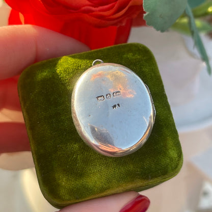 Antique Victorian Sterling Silver Buckle Locket Eternity Pendant 1889