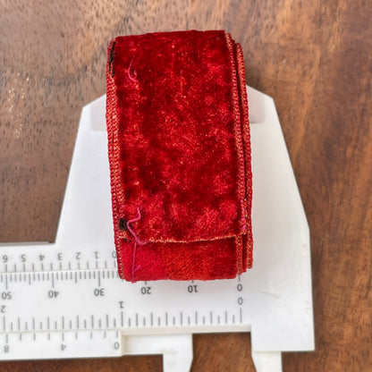 (CALLED FOR PARIS FITTING) Antique Red Silk Velvet Ribbon