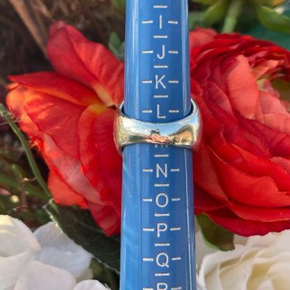 Sterling Silver Rose Quartz Cabochon Ring Statement Chunky Heavy M