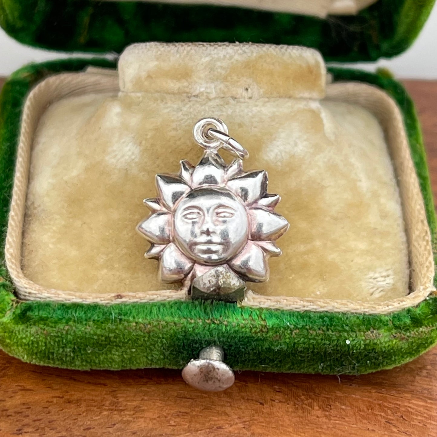 Vintage Sterling Silver Puffy Sun Celestial Charm Pendant