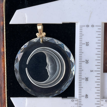 Unreleased: Vintage Swarovski Crystal Moon Intaglio Sun Catcher Gold Pendant