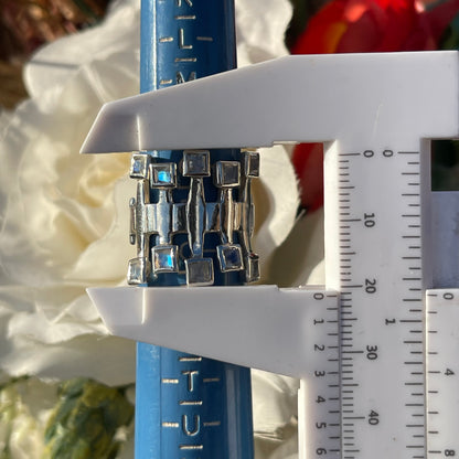 Vintage Sterling Silver Moonstone Square Modernist Statement Ring P