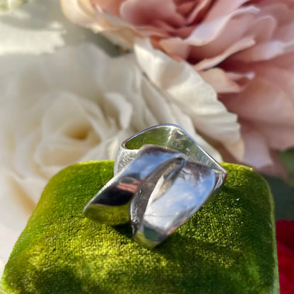 Vintage Sterling Silver Modernist double loop abstract Ring 70s 1974 M 5.1g
