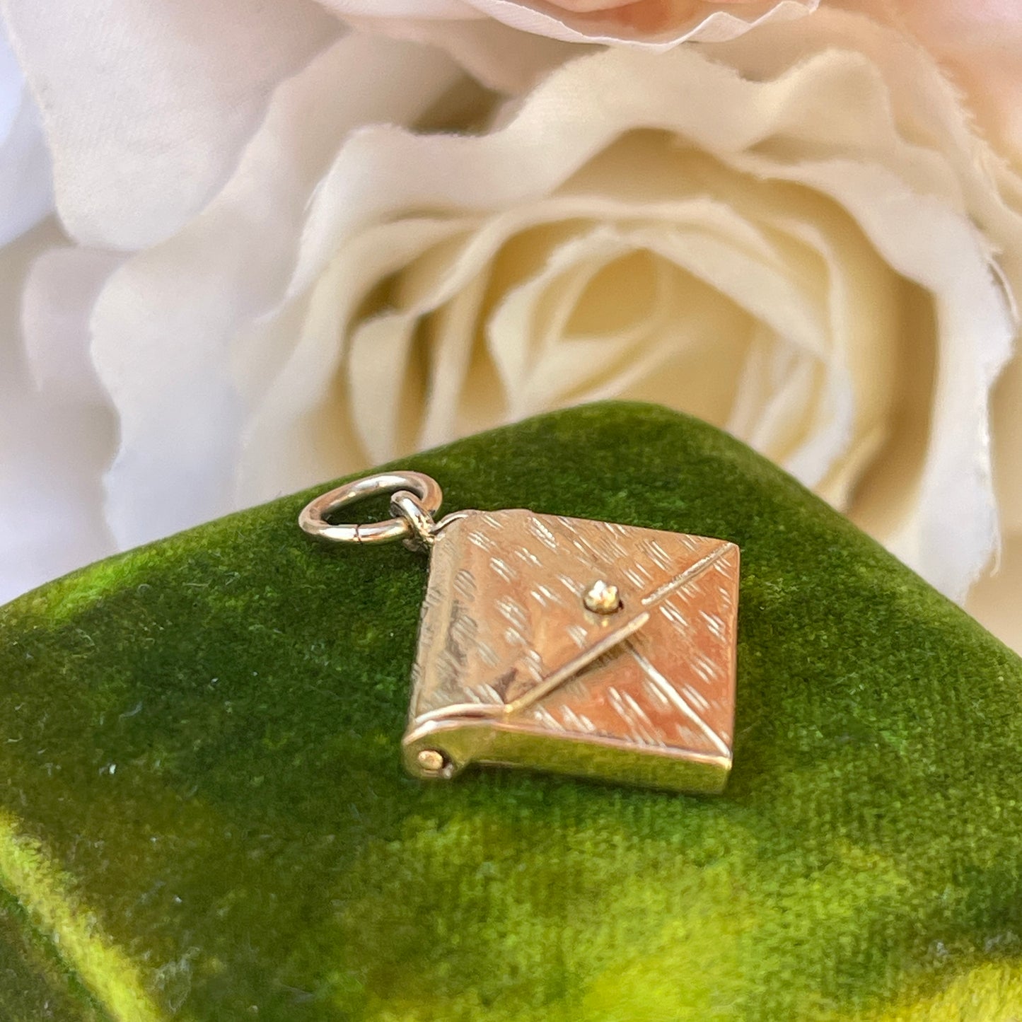 Vintage 9ct Gold Envelope Charm Pendant Letter RARE Antique Revival 3g