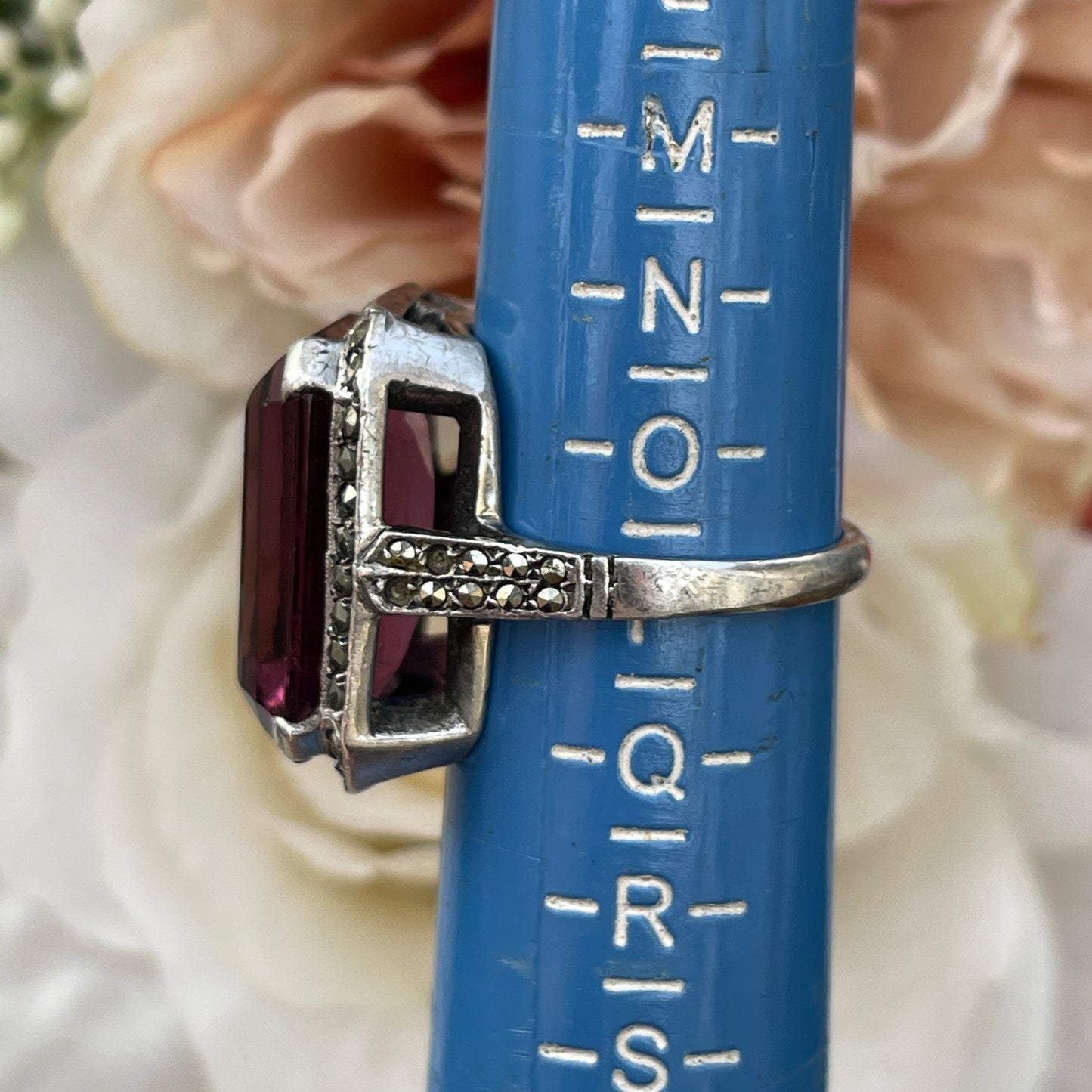 Unreleased: Art Deco Sterling Silver Huge Amethyst Cocktail Ring P
