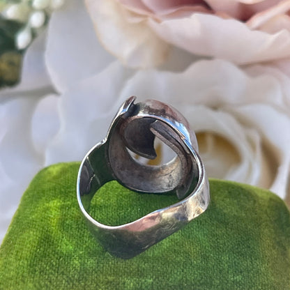 Vintage Sterling Silver Modernist wave abstract Ring 1974 K 4.7g