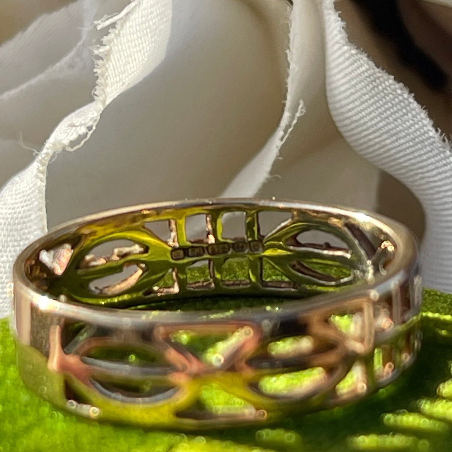 Vintage 9ct Gold Ring Charles Rennie Mackintosh Style Openwork Art Deco O 2g