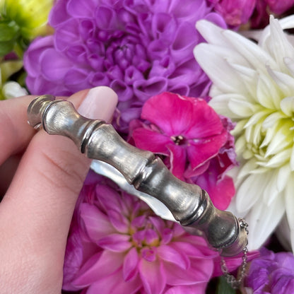 Vintage Sterling Silver Textured Bamboo Bangle Bracelet