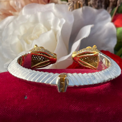 Sterling Silver Panther Gold Gilt Head Bangle Bracelet John Start Hallmarked 55g