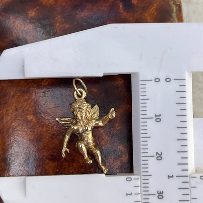 Vintage 9ct Gold Cupid Angel Cherub Pendant Charm Solid Yellow 3.2g