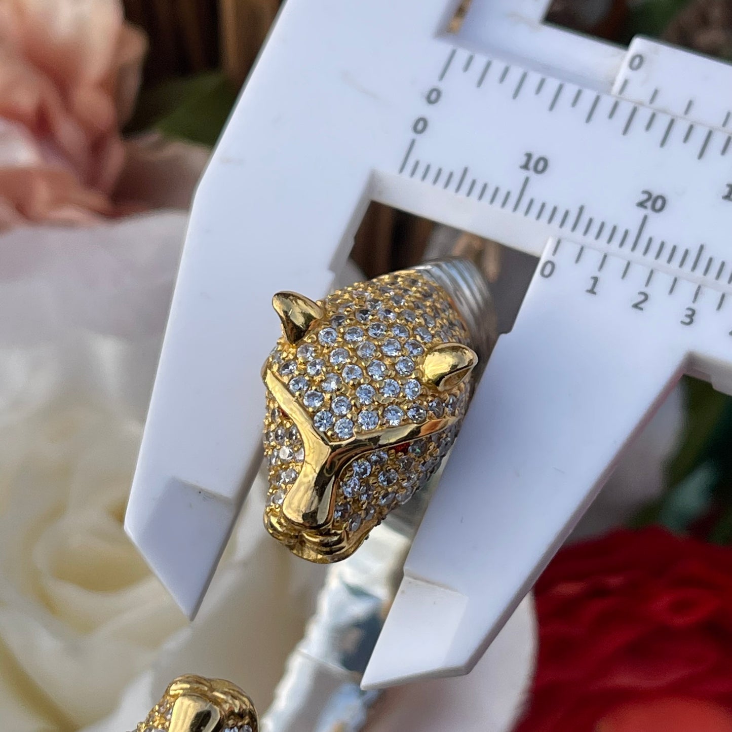 Sterling Silver Panther Gold Gilt Head Bangle Bracelet John Start Hallmarked 55g