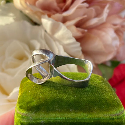 Vintage Sterling Silver Modernist double loop abstract Ring 70s 1974 M 5.1g