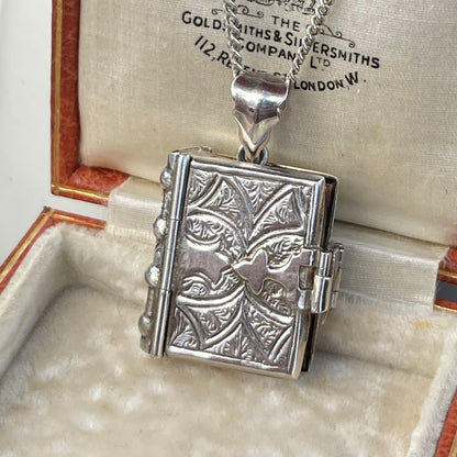 Vintage Sterling Silver Bound Book Locket 15g