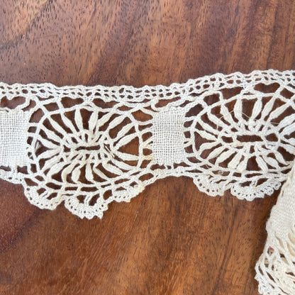 Unreleased: Antique Victorian Cream Hand Crocheted Lace Wheel & Scallop