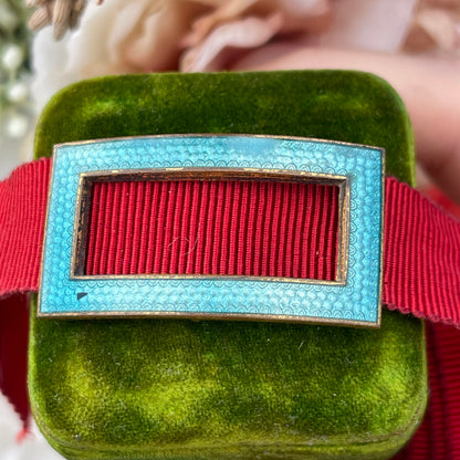 Unreleased: Art Deco Blue Guilloché Enamel Buckle