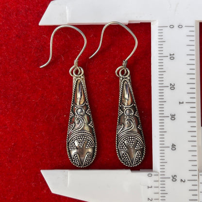 Vintage Sterling Silver Gold Balinese Filigree Teardrop earrings