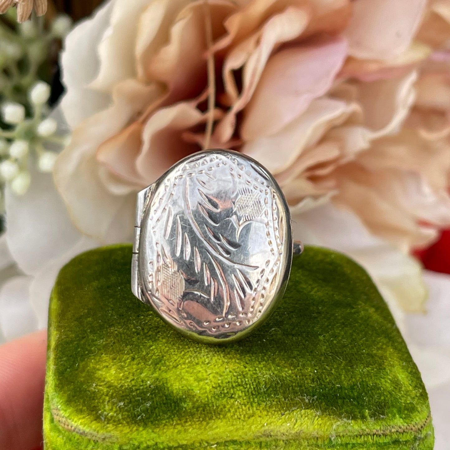 Unreleased: Sterling Silver Filigree Locket Ring O-P