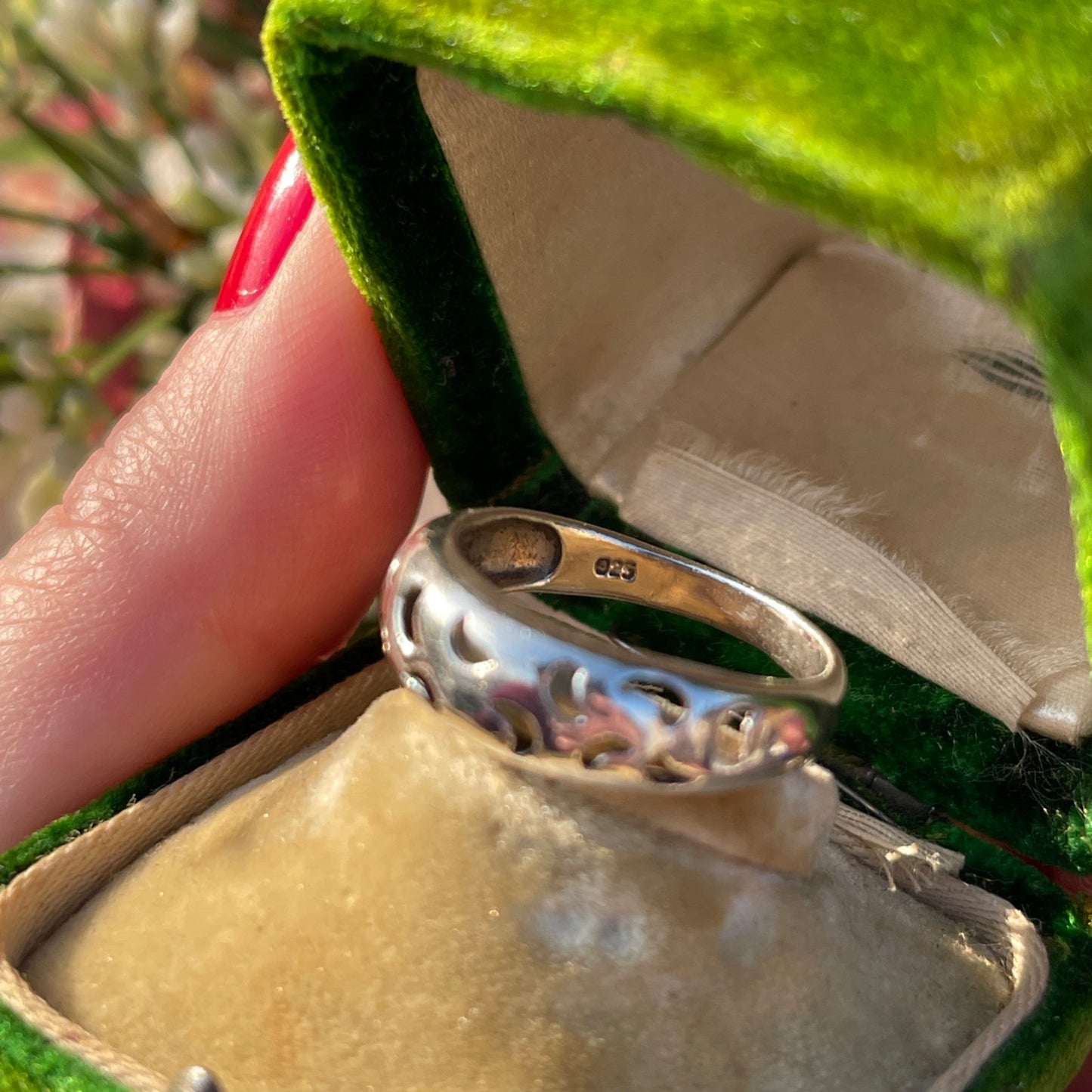 Vintage Sterling Silver Moon Cut Out Ring N