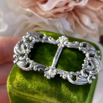 Antique Victorian Sterling Silver Buckle for Choker 1899