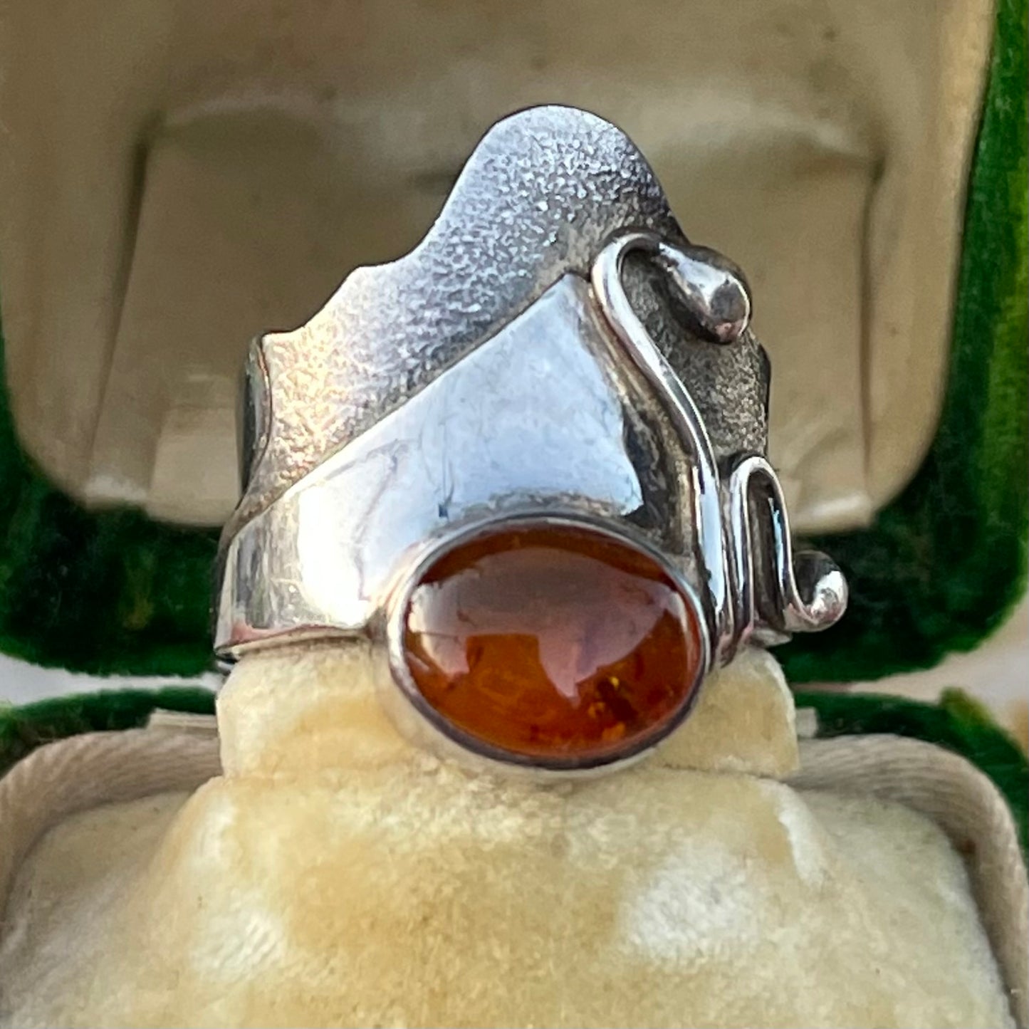 Vintage sterling Silver BA SUARTI amber Ring Chunky Boho Balinese